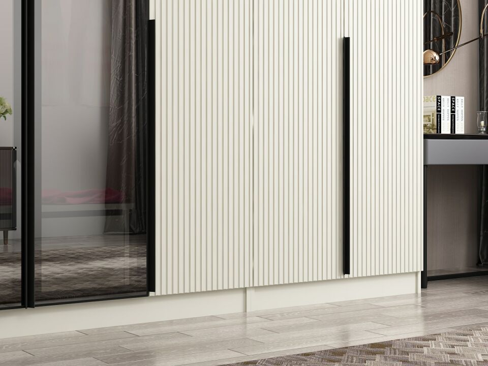 Nisa Plus 7 Kapaklı 2 Çekmece Dolap Kumtaşı Mebran Reflekte Cam