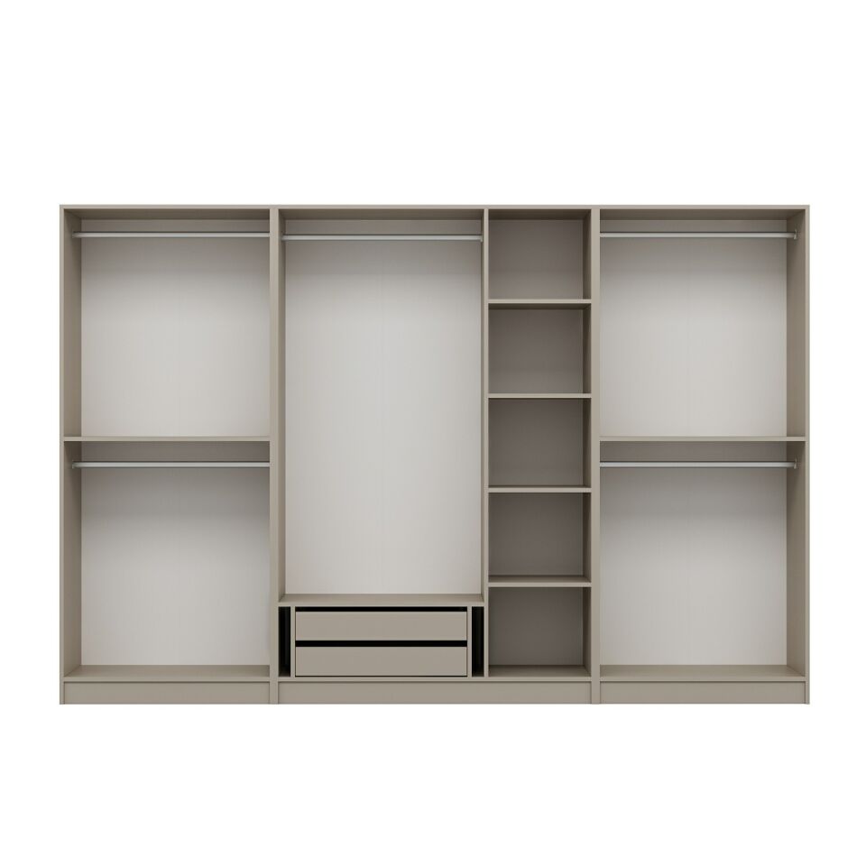 Nisa Plus 7 Kapaklı 2 Çekmece Dolap Kumtaşı Mebran Reflekte Cam