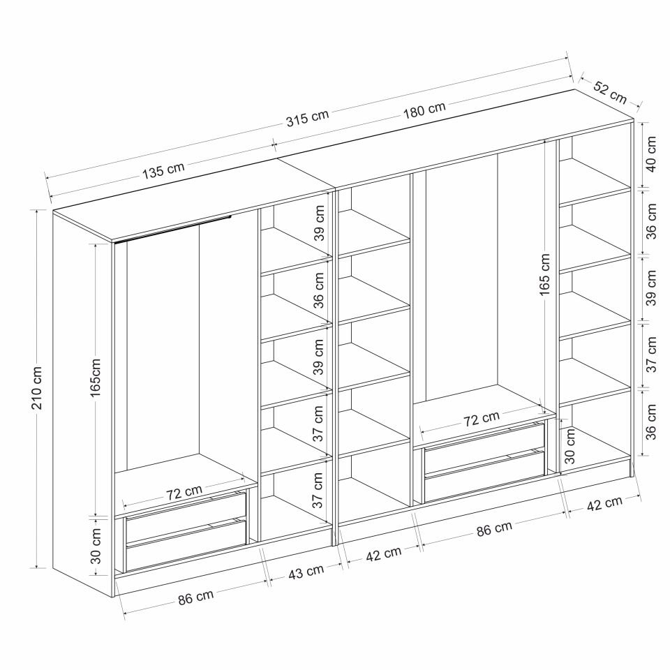 Nisa Plus 7 Kapaklı 4 Çekmece Dolap Kumtaşı Mebran Reflekte Cam