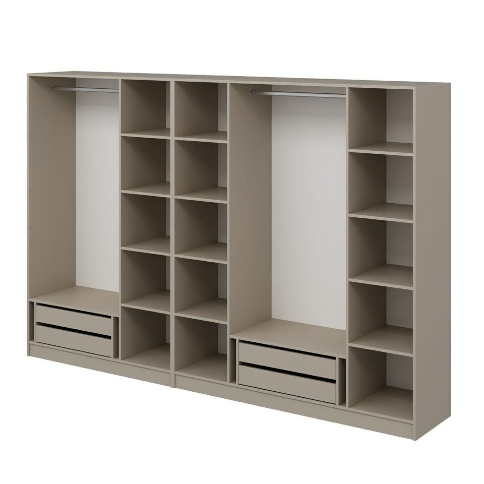 Nisa Plus 7 Kapaklı 4 Çekmece Dolap Kumtaşı Mebran Reflekte Cam