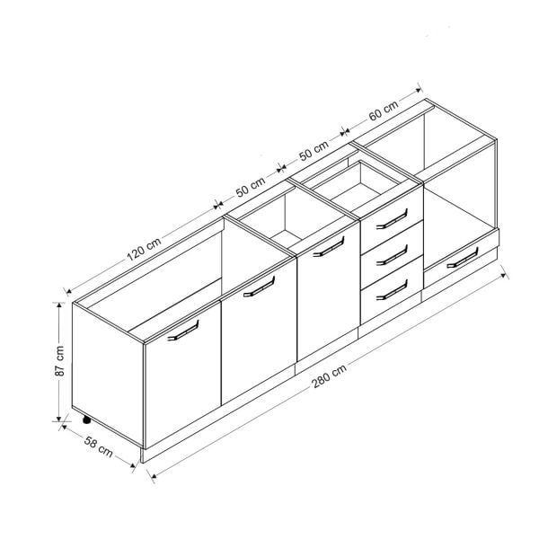 Minar 280 Cm Mutfak Dolabı Beyaz 280-B3