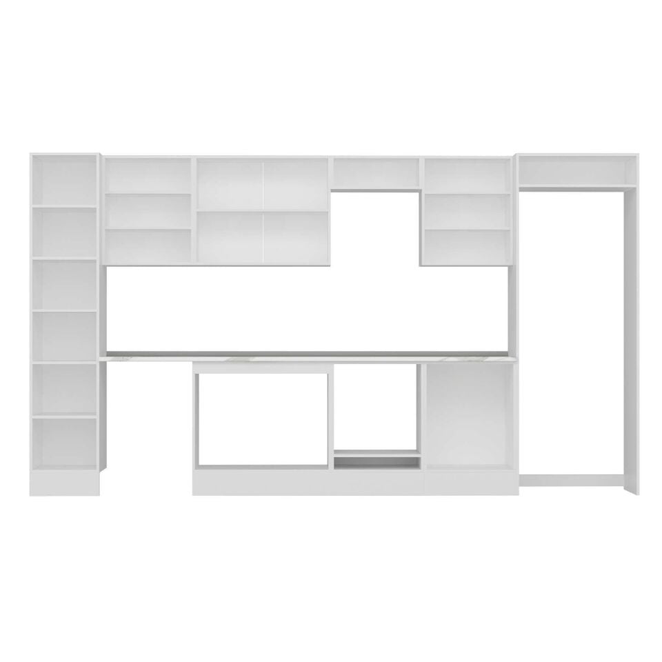 Alvinka 395X222 Cm Klasik Mebran Mutfak Dolabı Mbb-E90B45S60-3 Mebran | Kumtaşı - Suntalam