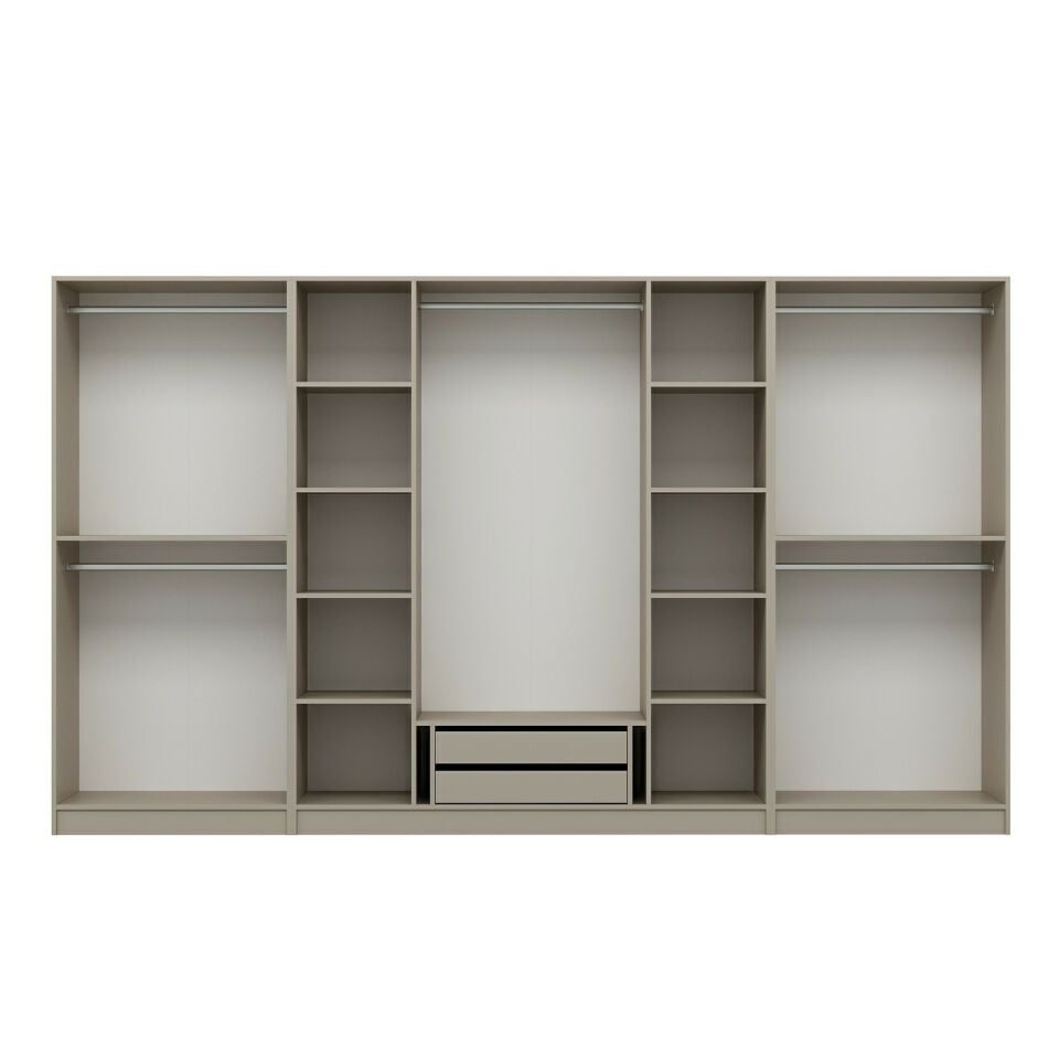 Nisa Plus 8 Kapaklı 2 Çekmece Dolap Kumtaşı Mebran Reflekte Cam