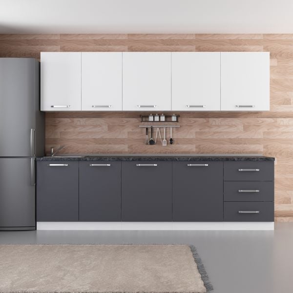 Minar 280 Cm Mutfak Dolabı Beyaz Antrasit 280-A2-Alt Modül