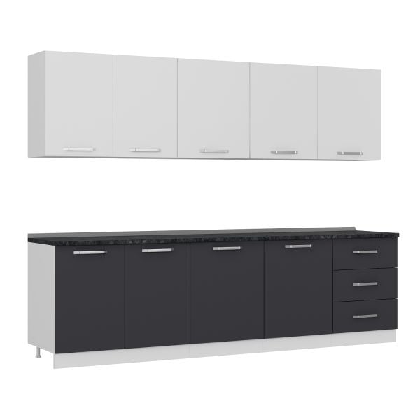 Minar 280 Cm Mutfak Dolabı Beyaz Antrasit 280-A2-Alt Modül