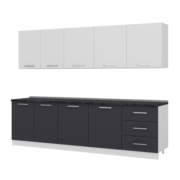 Minar 280 Cm Mutfak Dolabı Beyaz Antrasit 280-A2-Alt Modül