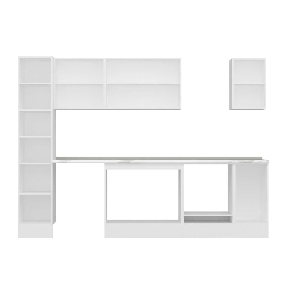 Alvinka 280X210 Cm High Gloss Mutfak Dolabı Mb-E80B40S40-3 High Gloss | Beyaz - Mdf