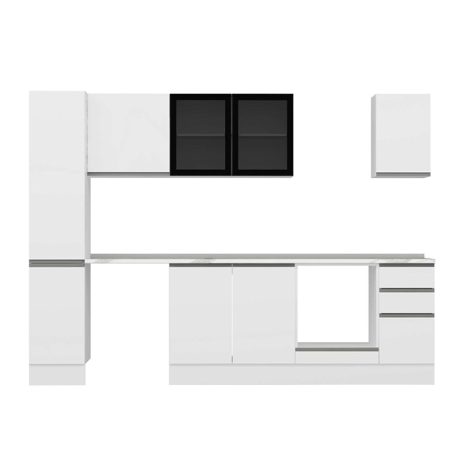 Alvinka 280X210 Cm High Gloss Mutfak Dolabı Mb-E80B40S40-3 High Gloss | Beyaz - Mdf