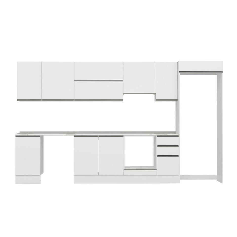 Alvinka 375X222 Cm High Gloss Mutfak Dolabı Mb-E90S45S40-1 High Gloss | Beyaz - Mdf