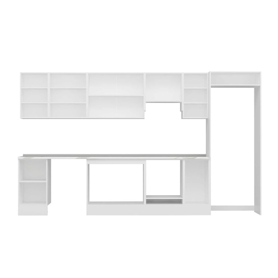 Alvinka 375X222 Cm High Gloss Mutfak Dolabı Mb-E90S45S40-1 High Gloss | Beyaz - Mdf