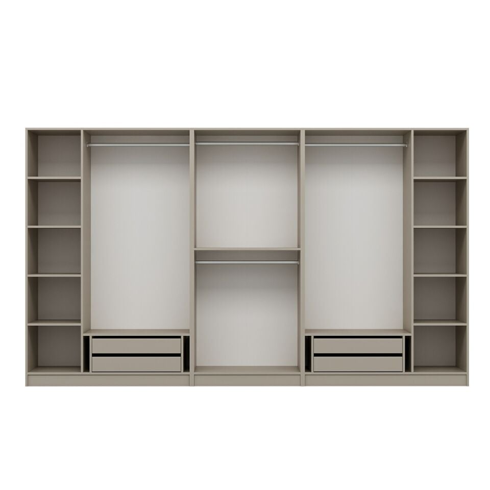 Nisa Plus 8 Kapaklı 4 Çekmece Dolap Kumtaşı Mebran Reflekte Cam