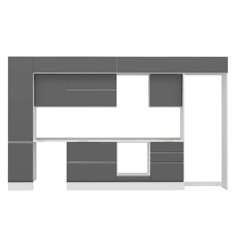 Alvinka 395X240 Cm High Gloss Mutfak Dolabı Mbb-E90B45S60-2 High Gloss | Antrasit - Suntalam