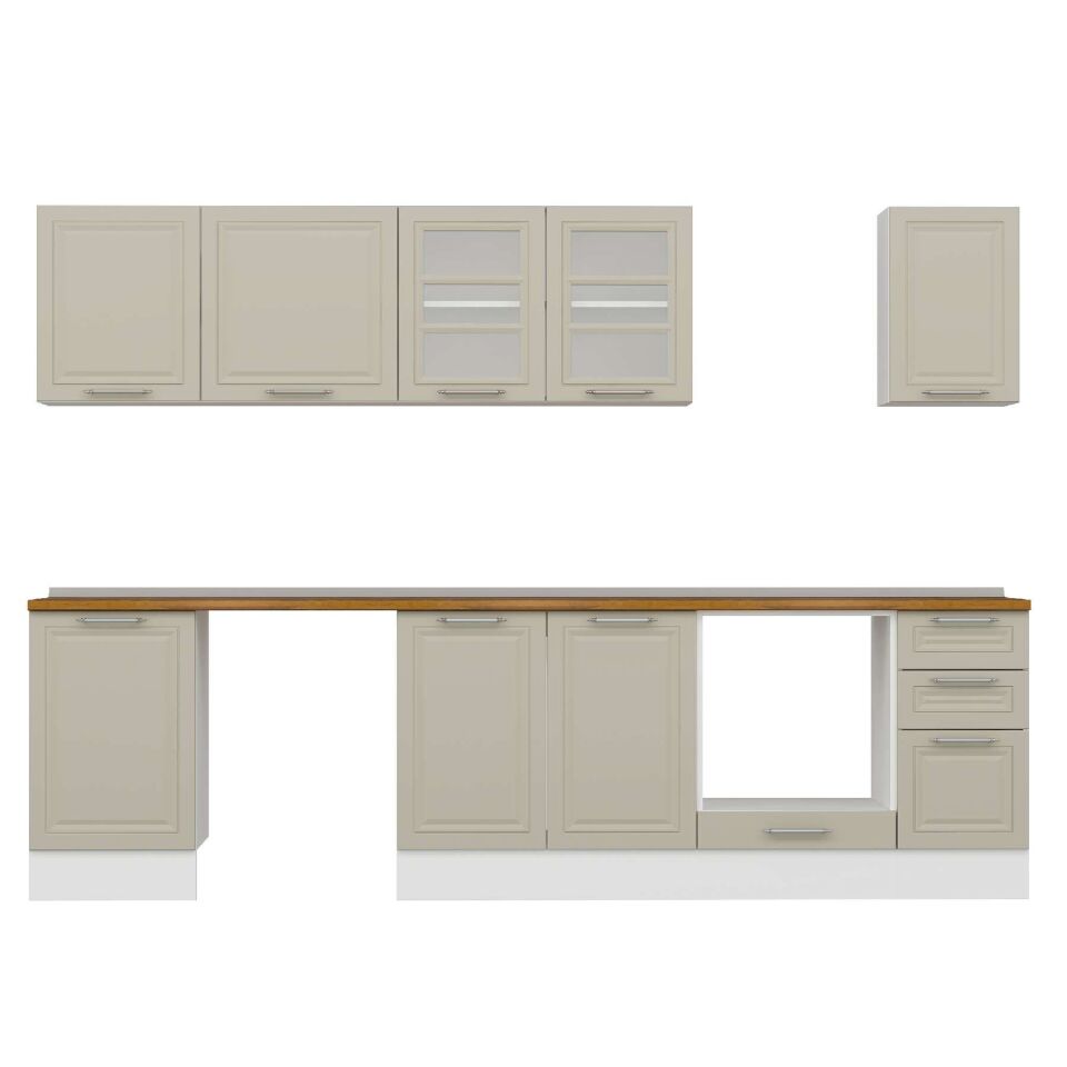 Alvinka 290X210 Cm Klasik Mebran Mutfak Dolabı M-E80S50S40-3 Mebran | Kumtaşı - Suntalam