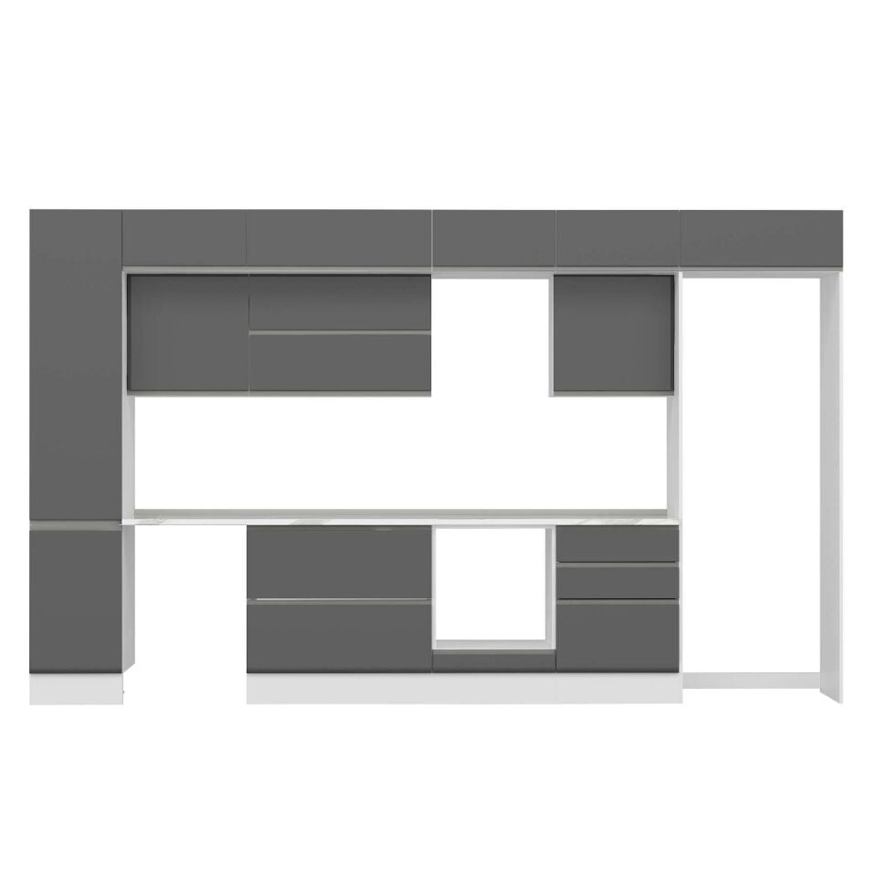 Alvinka 395X240 Cm High Gloss Mutfak Dolabı Mbb-E90B45S60-2 High Gloss | Antrasit - Mdf