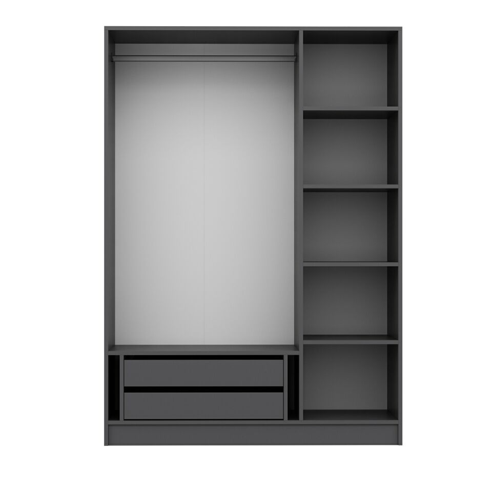 Nisa 3 Kapaklı 2 Çekmece Dolap Antrasit Reflekte Cam