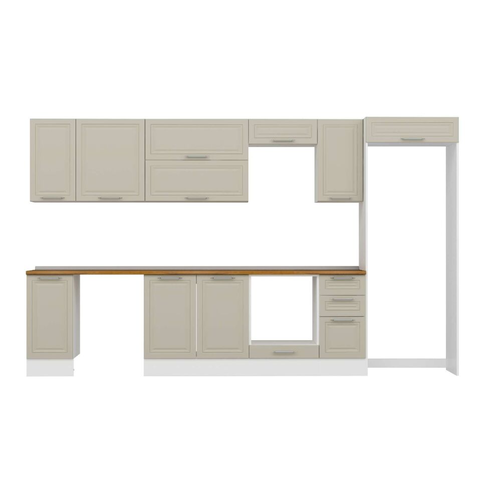 Alvinka 360X222 Cm Klasik Mebran Mutfak Dolabı Mb-E80S40S40-2 Mebran | Kumtaşı - Suntalam