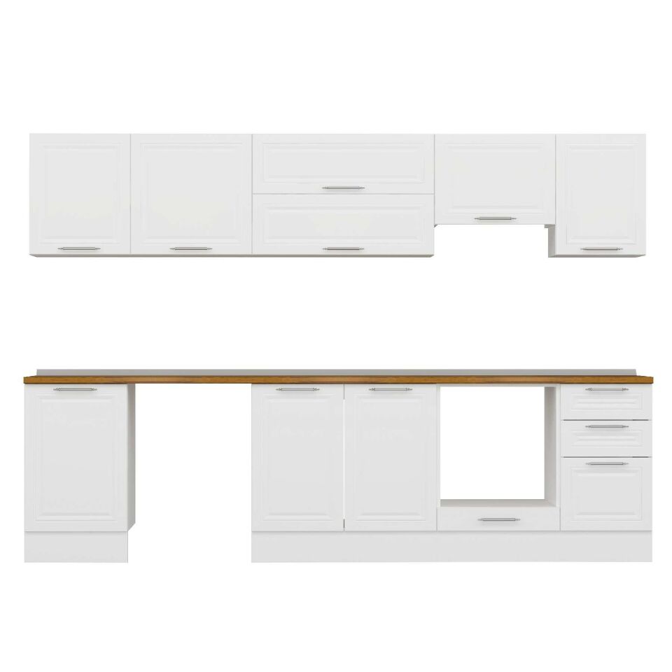 Alvinka 295X210 Cm Klasik Mebran Mutfak Dolabı M-E80S50S45-1 Mebran | Beyaz - Suntalam