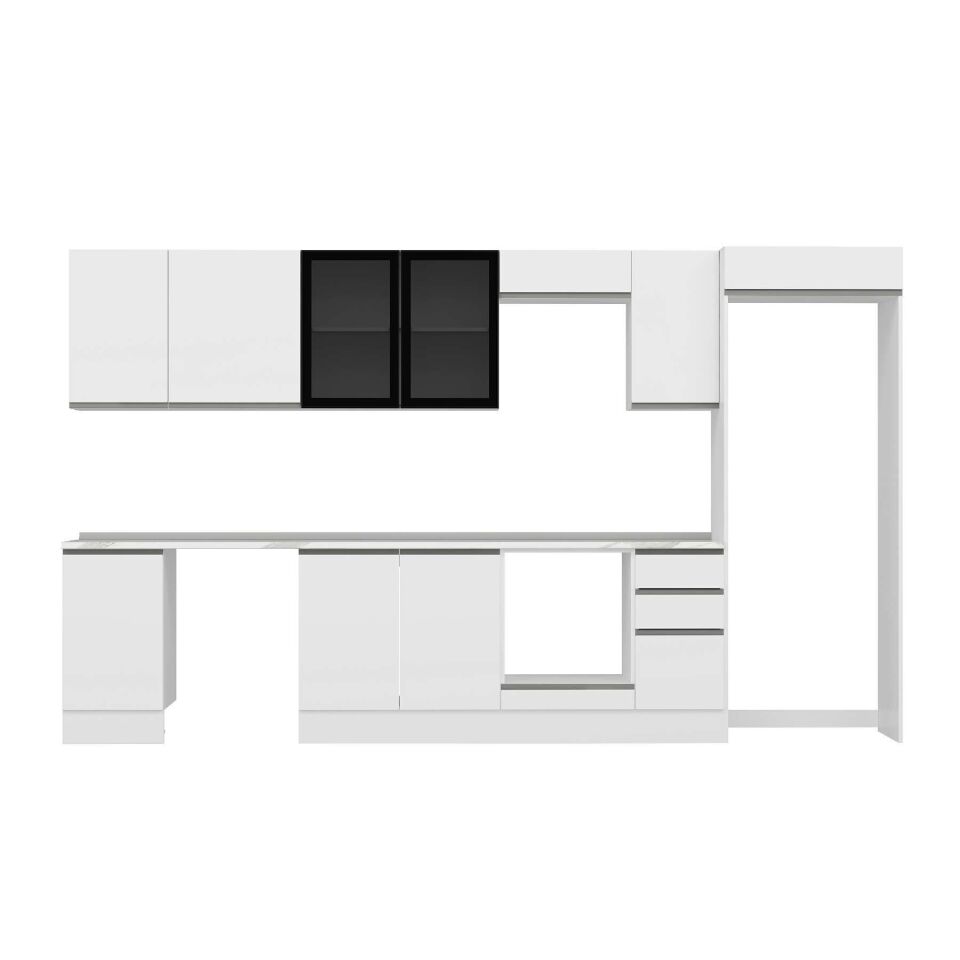 Alvinka 375X222 Cm High Gloss Mutfak Dolabı Mb-E90S45S40-3 High Gloss | Beyaz - Suntalam