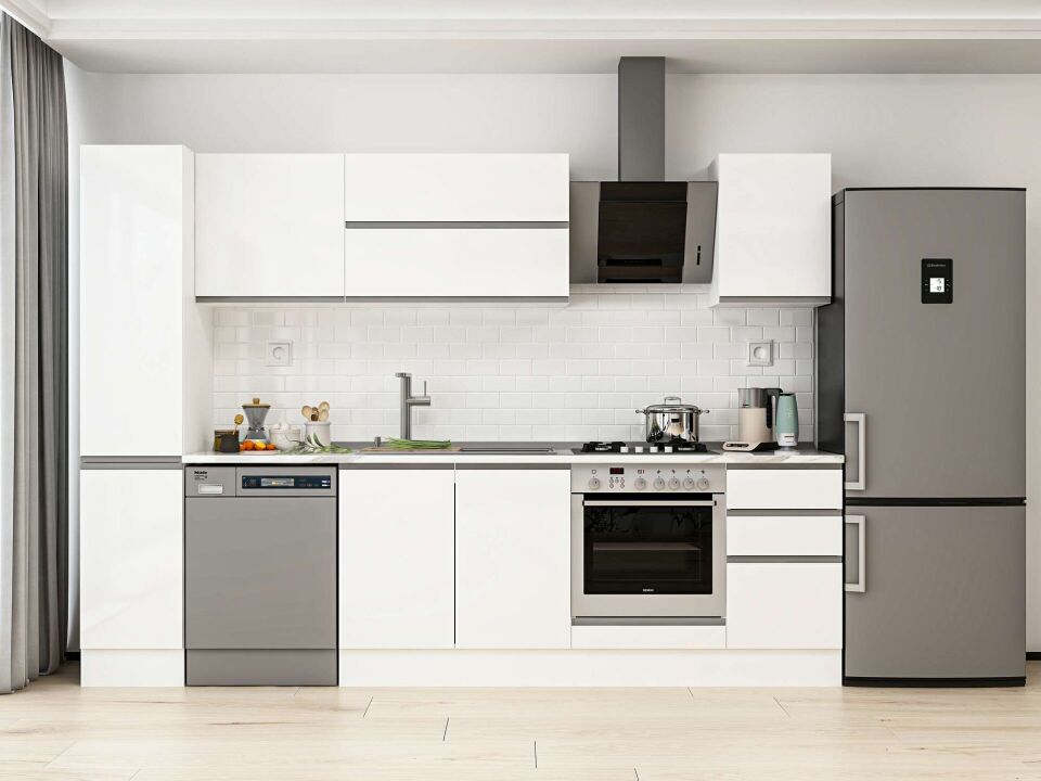 Alvinka 285X210 Cm High Gloss Mutfak Dolabı Mb-E80B40S45-2 High Gloss | Beyaz - Mdf