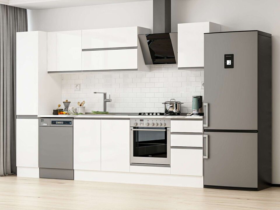 Alvinka 285X210 Cm High Gloss Mutfak Dolabı Mb-E80B40S45-2 High Gloss | Beyaz - Mdf