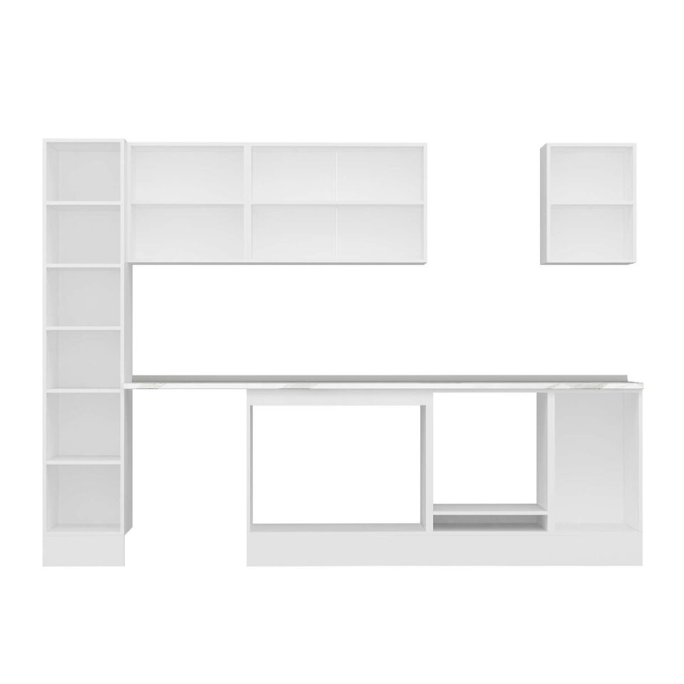 Alvinka 285X210 Cm High Gloss Mutfak Dolabı Mb-E80B40S45-2 High Gloss | Beyaz - Mdf