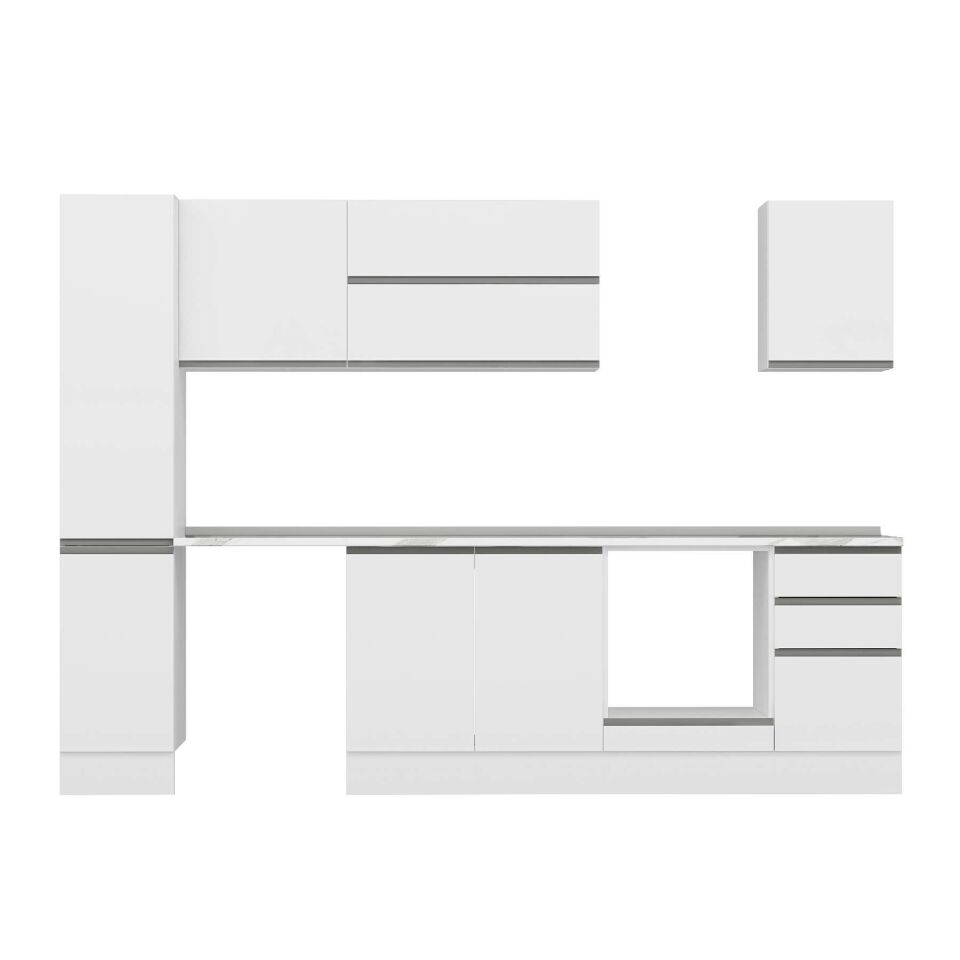 Alvinka 285X210 Cm High Gloss Mutfak Dolabı Mb-E80B40S45-2 High Gloss | Beyaz - Mdf