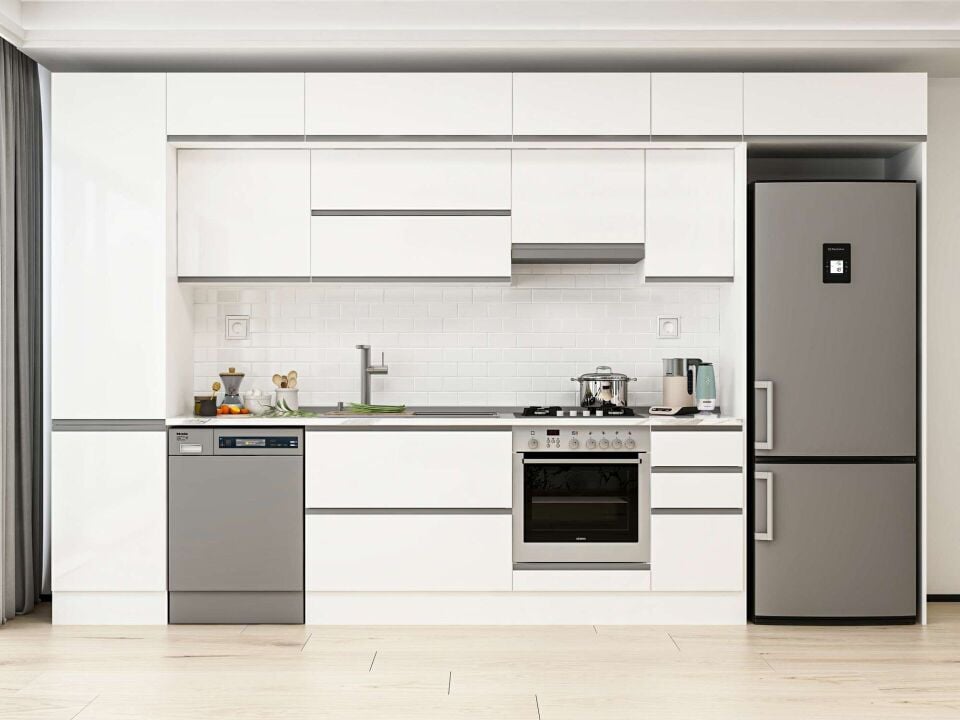 Alvinka 380X240 Cm High Gloss Mutfak Dolabı Mbb-E90B50S40-1 High Gloss | Beyaz - Mdf