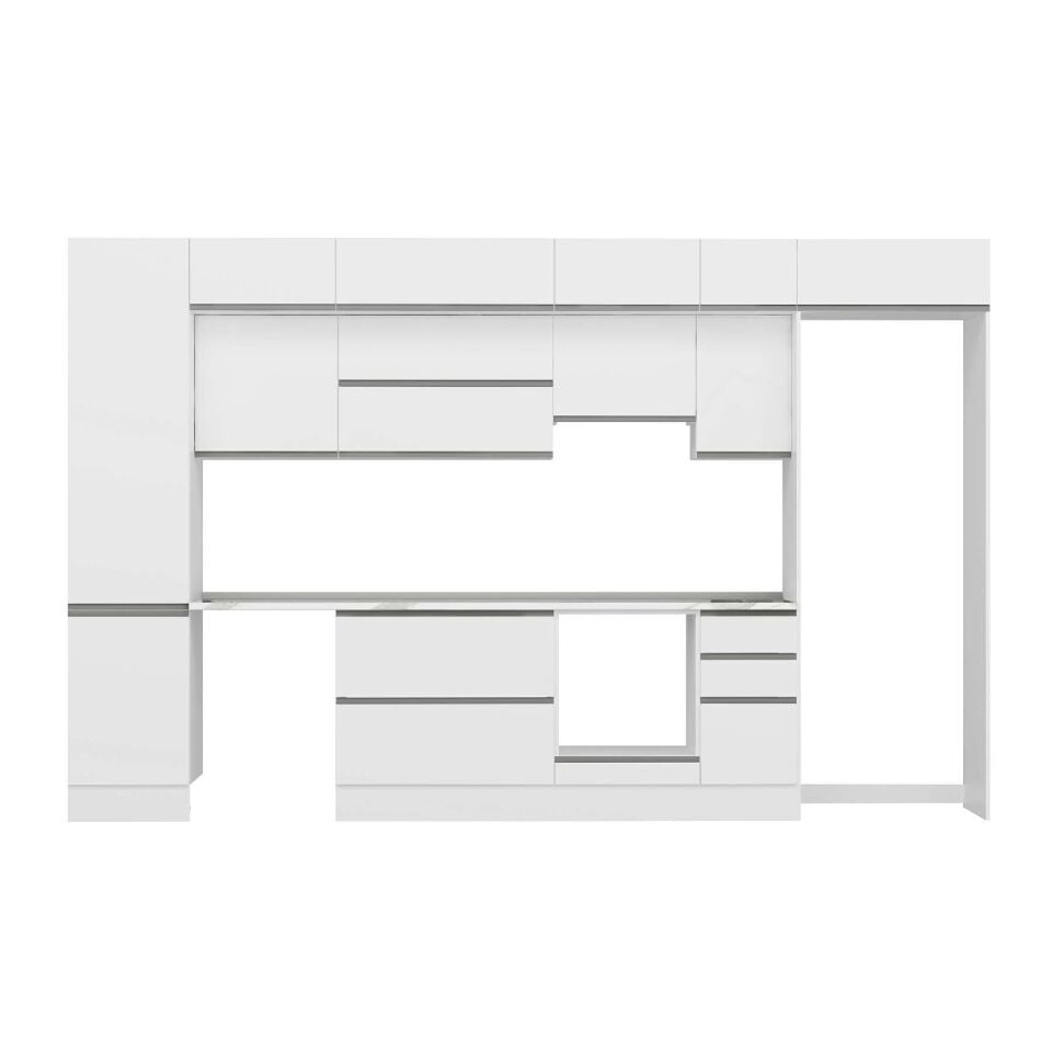 Alvinka 380X240 Cm High Gloss Mutfak Dolabı Mbb-E90B50S40-1 High Gloss | Beyaz - Mdf