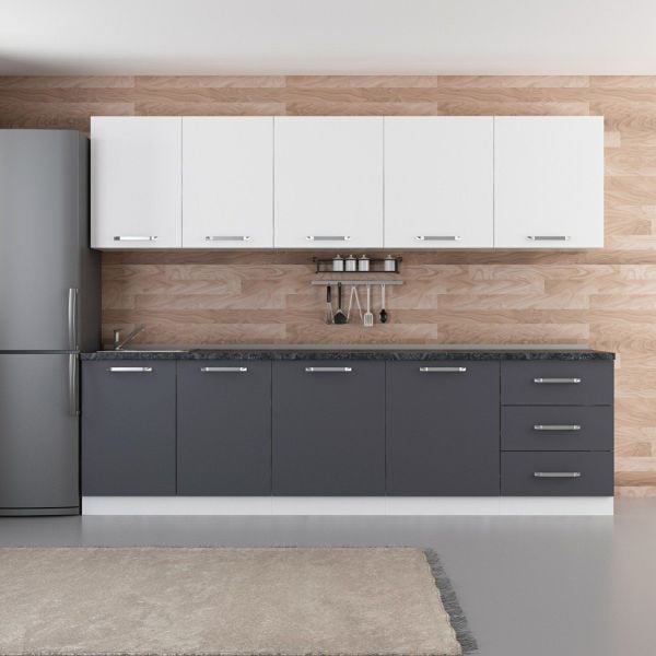 Minar 280 Cm Mutfak Dolabı Beyaz Antrasit 280-A2