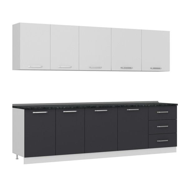 Minar 280 Cm Mutfak Dolabı Beyaz Antrasit 280-A2