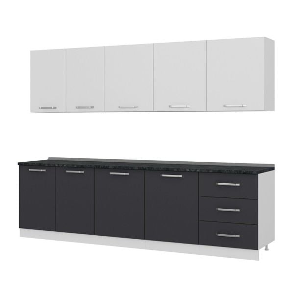 Minar 280 Cm Mutfak Dolabı Beyaz Antrasit 280-A2