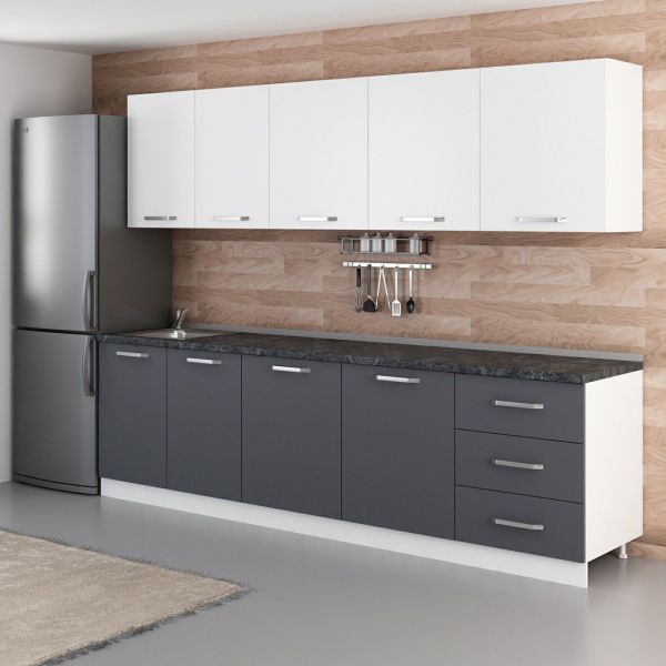 Minar 280 Cm Mutfak Dolabı Beyaz Antrasit 280-A2