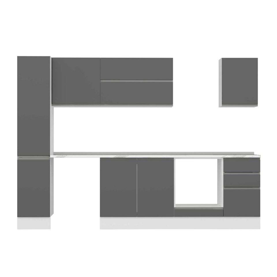 Alvinka 285X210 Cm High Gloss Mutfak Dolabı Mb-E80B40S45-2 High Gloss | Antrasit - Suntalam
