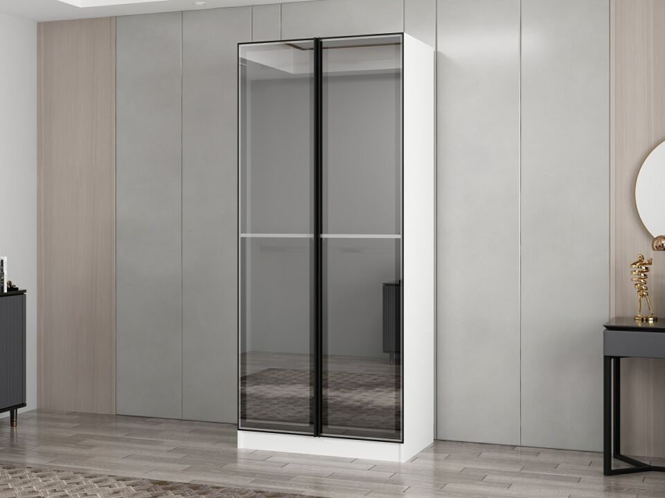 Nisa 2 Kapaklı Dolap Beyaz Reflekte Cam