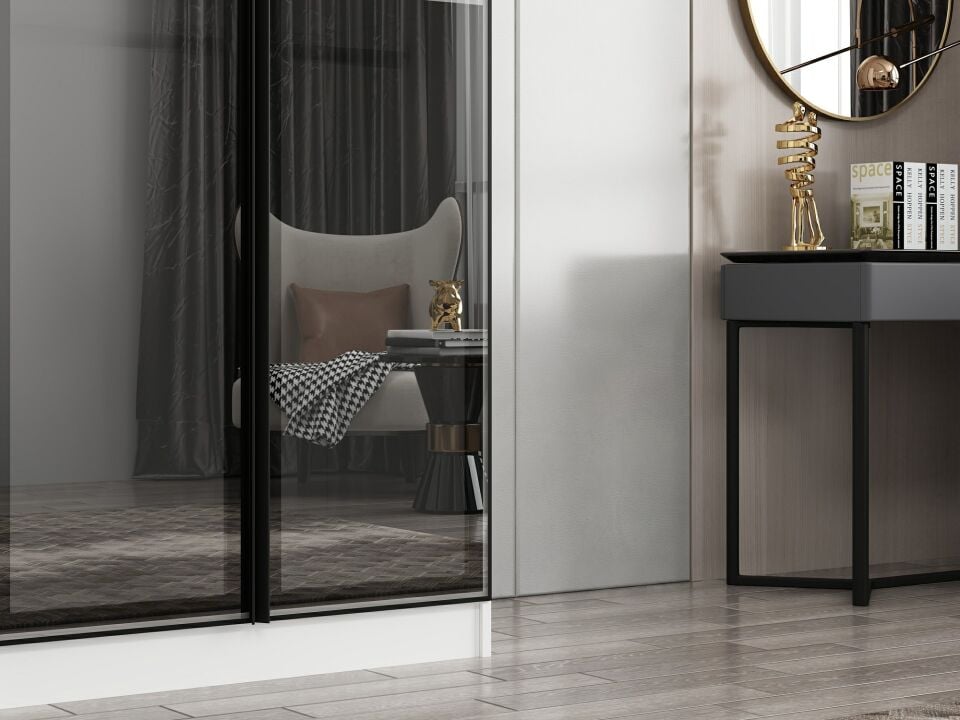 Nisa 2 Kapaklı Dolap Beyaz Reflekte Cam