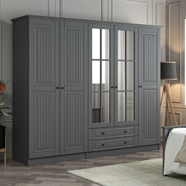 Kale 5 Kapaklı 2Ç Taçlı Dolap Mebran İlkbahar Antrasit