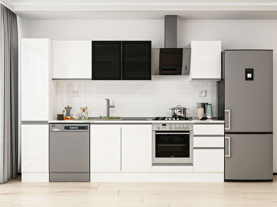 Alvinka 285X210 Cm High Gloss Mutfak Dolabı Mb-E80B40S45-3 High Gloss | Beyaz - Mdf