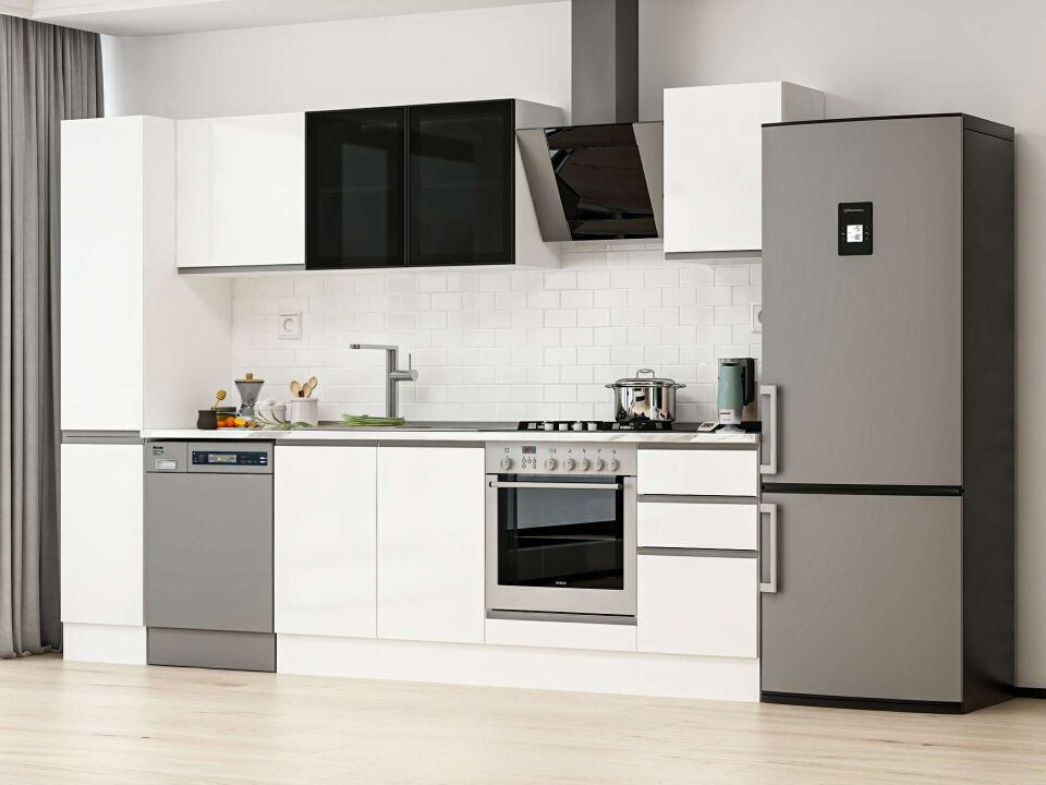 Alvinka 285X210 Cm High Gloss Mutfak Dolabı Mb-E80B40S45-3 High Gloss | Beyaz - Mdf