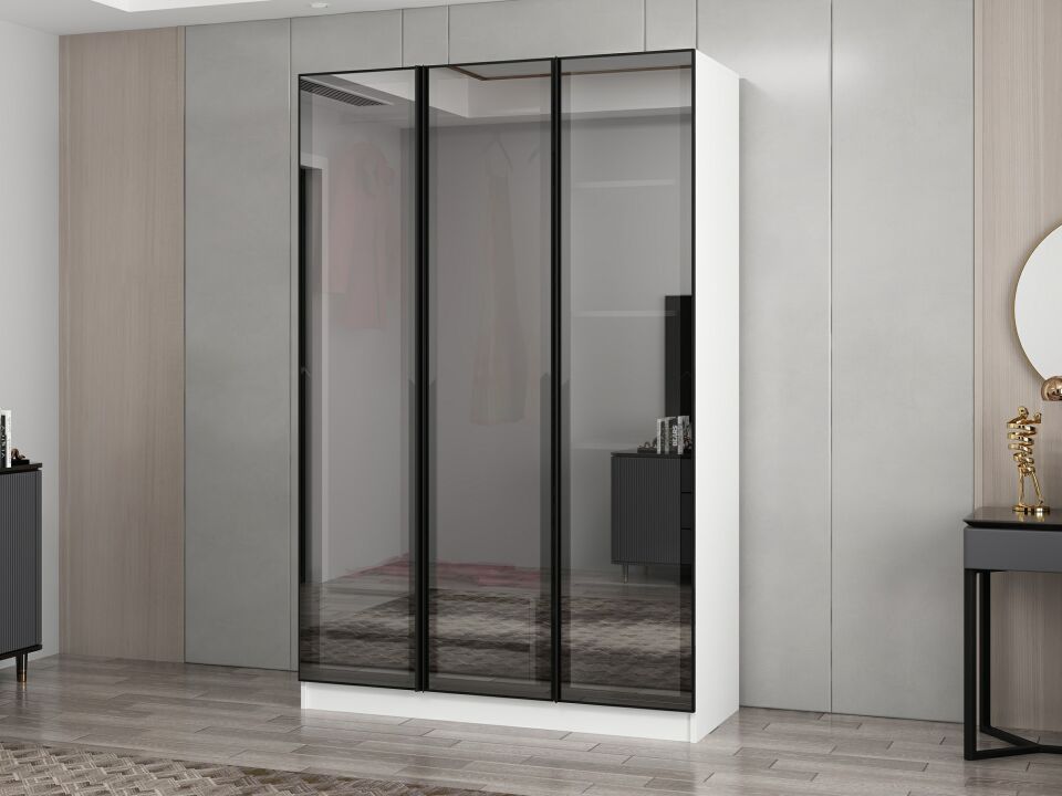 Nisa 3 Kapaklı 2 Çekmece Dolap Beyaz Reflekte Cam