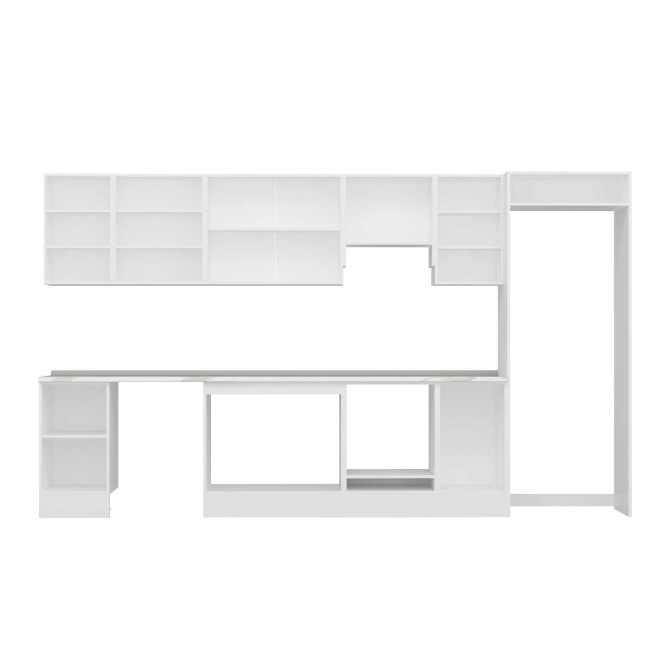 Alvinka 380X222 Cm High Gloss Mutfak Dolabı Mb-E90S45S45-1 High Gloss | Antrasit - Mdf