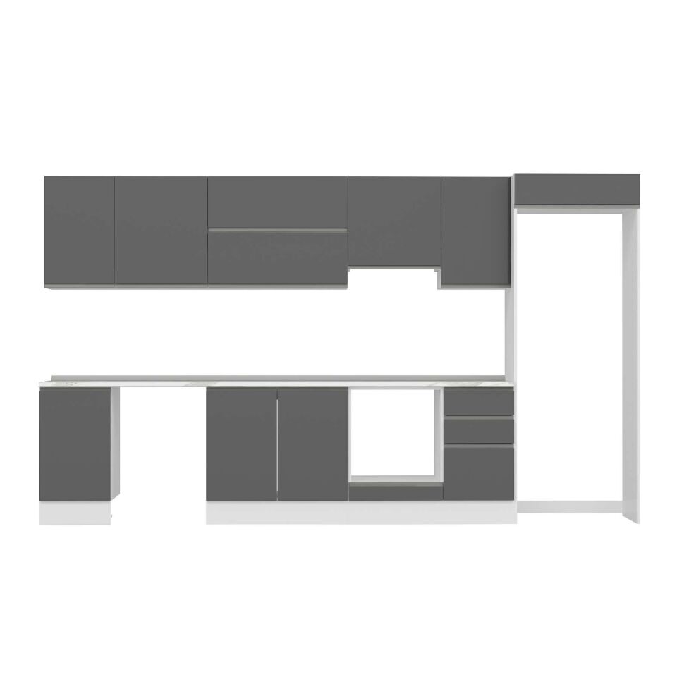 Alvinka 380X222 Cm High Gloss Mutfak Dolabı Mb-E90S45S45-1 High Gloss | Antrasit - Mdf