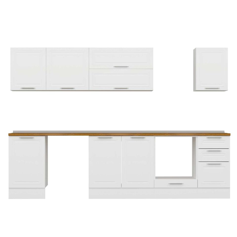 Alvinka 295X210 Cm Klasik Mebran Mutfak Dolabı M-E80S50S45-2 Mebran | Beyaz - Mdf