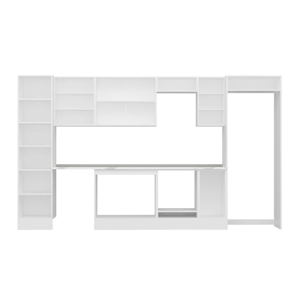 Alvinka 380X222 Cm Klasik Mebran Mutfak Dolabı Mbb-E90B50S40-2 Mebran | Kumtaşı - Mdf