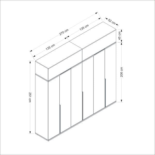 Kale Line 6 Kapaklı 2Ç Yüklüklü Dolap - Artisan/Beyaz