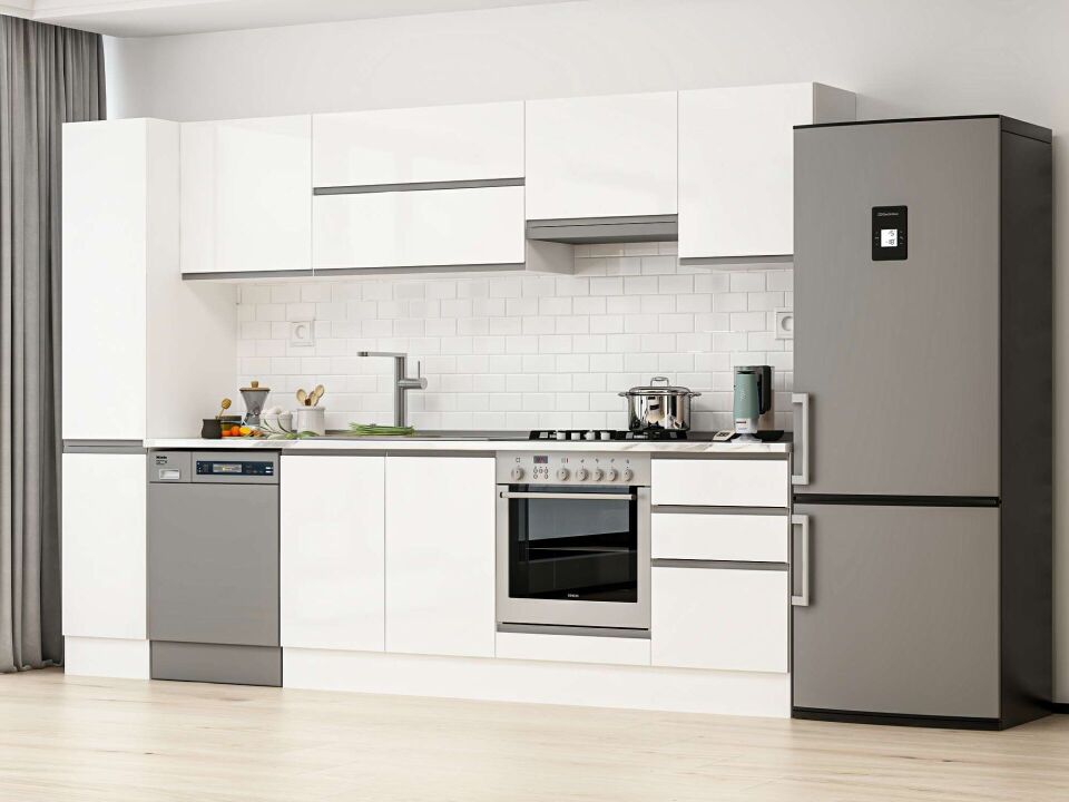 Alvinka 290X210 Cm High Gloss Mutfak Dolabı Mb-E80B40S50-1 High Gloss | Beyaz - Mdf