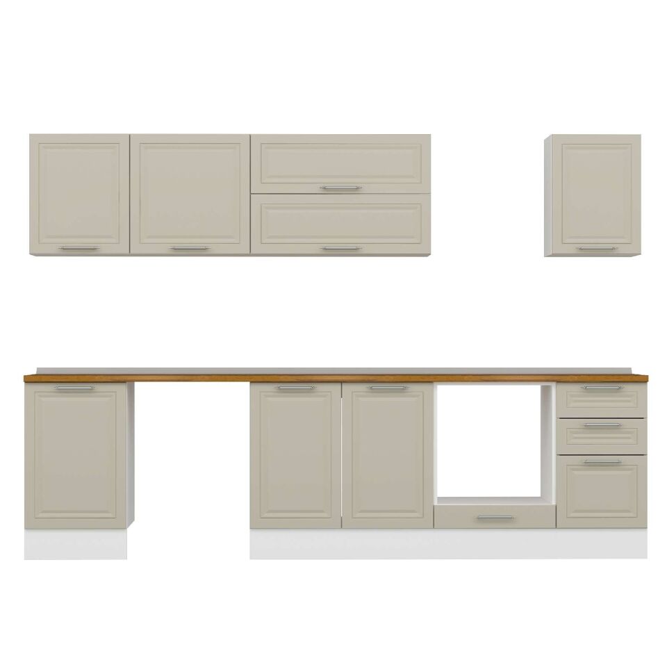 Alvinka 295X210 Cm Klasik Mebran Mutfak Dolabı M-E80S50S45-2 Mebran | Kumtaşı - Mdf