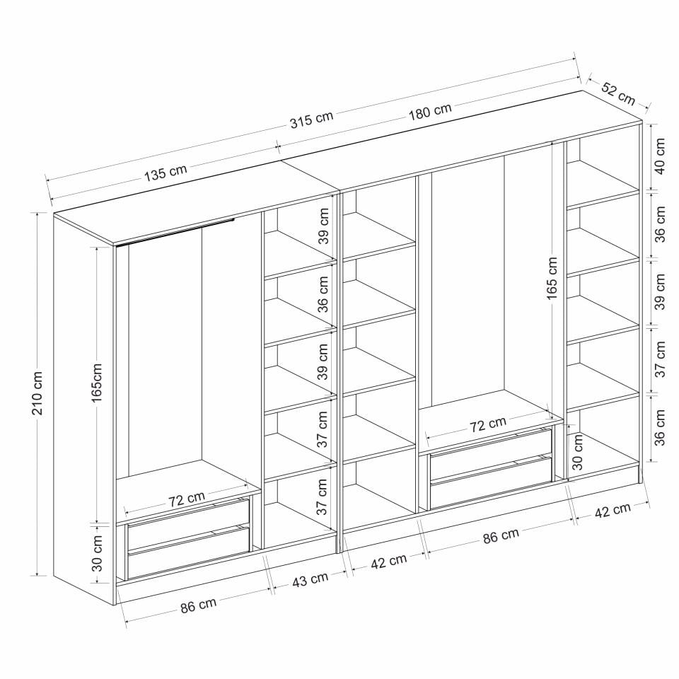 Nisa 7 Kapaklı 4 Çekmece Dolap Beyaz Reflekte Cam