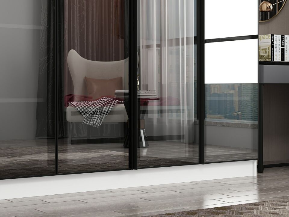 Nisa 7 Kapaklı 4 Çekmece Dolap Beyaz Reflekte Cam