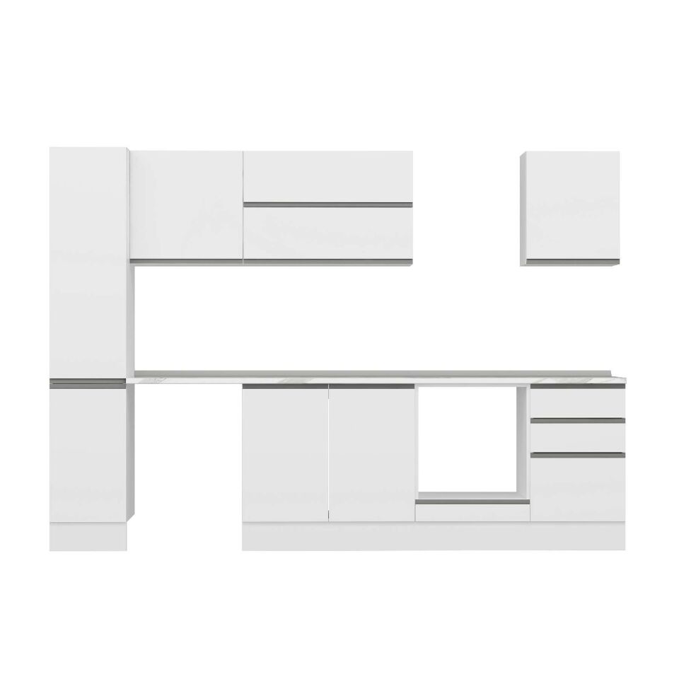 Alvinka 290X210 Cm High Gloss Mutfak Dolabı Mb-E80B40S50-2 High Gloss | Beyaz - Suntalam