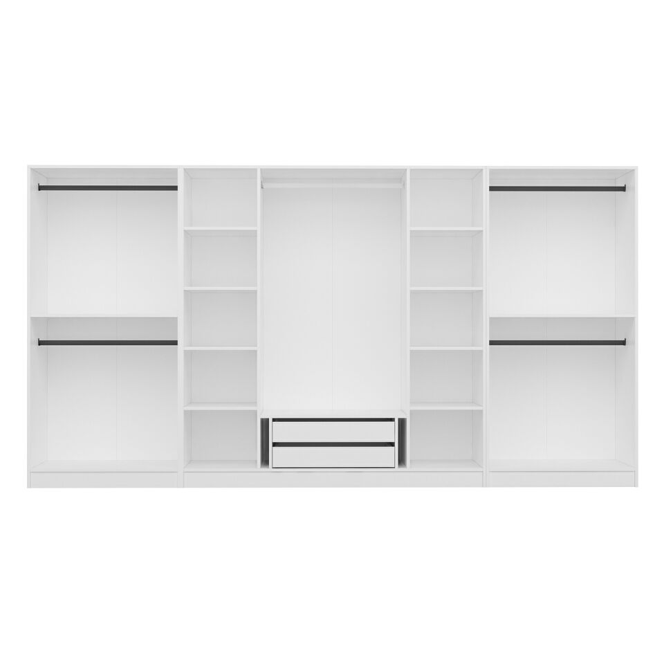 Nisa 8 Kapaklı 2 Çekmece Dolap Beyaz Reflekte Cam